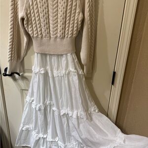 Anthropologie Twofer Sweater Tiered Dress